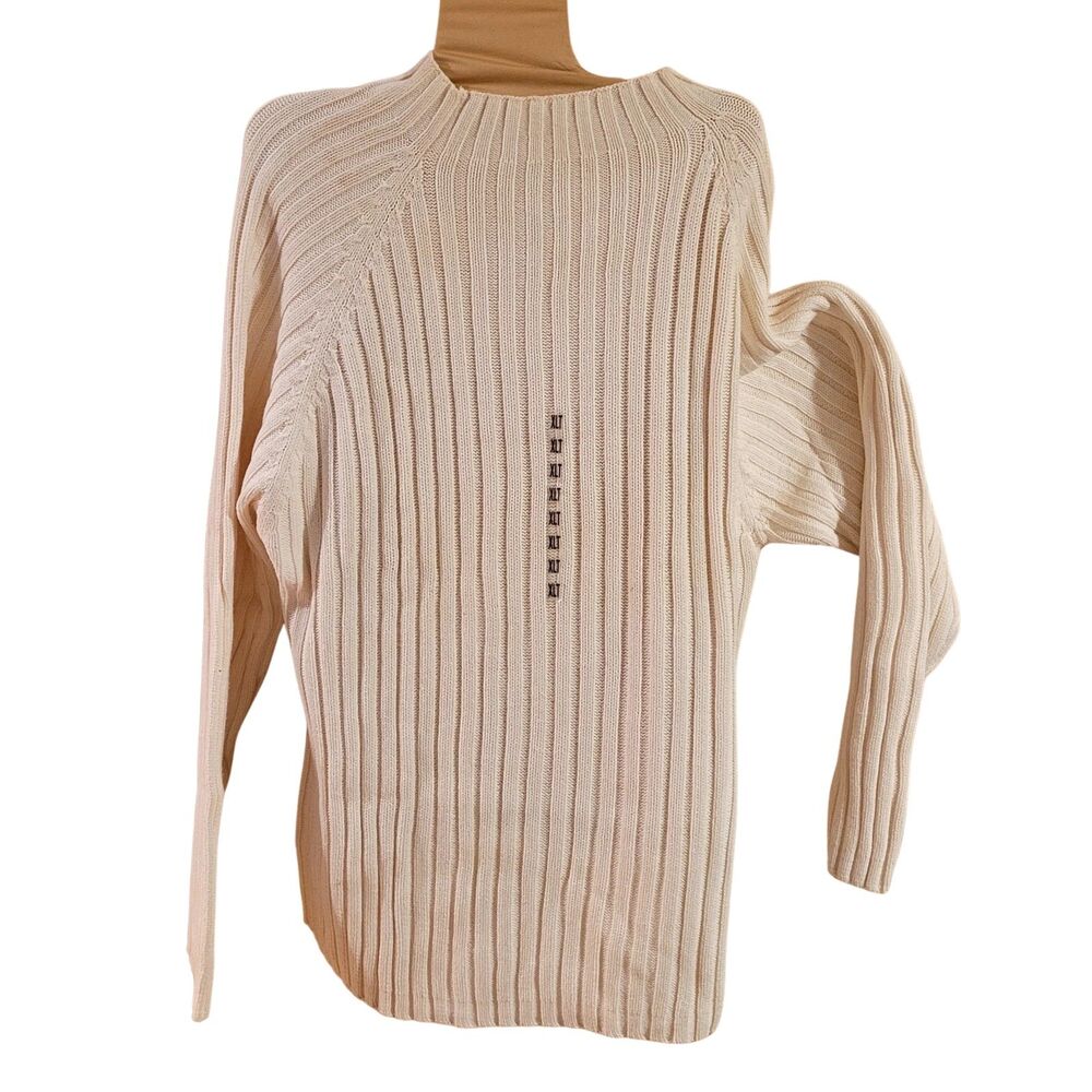 Taupe Tan Croft Barrow XLT Mens 100% Cotton Cable Knit Mock Turtleneck Sweater
